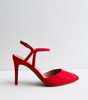 New Look Red Suedette Pointed Toe Stiletto Heel Court Shoes
